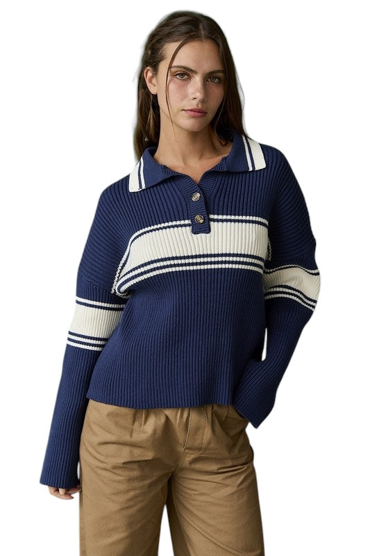 Hidden Reflections Navy Knit Sweater