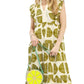 Abstract Print Olive Mix Midi Dress