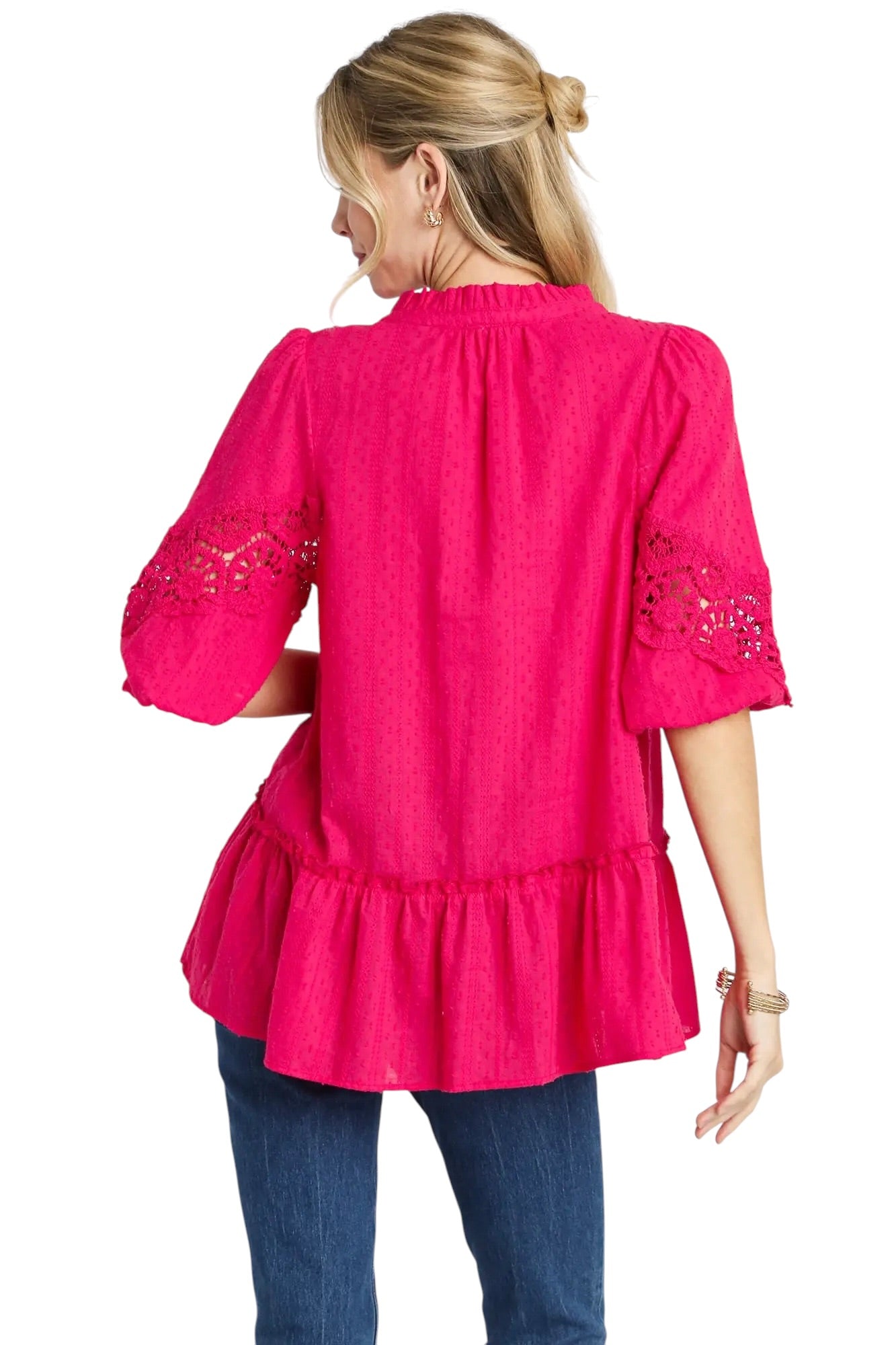 Primped In Fuchsia Babydoll Top