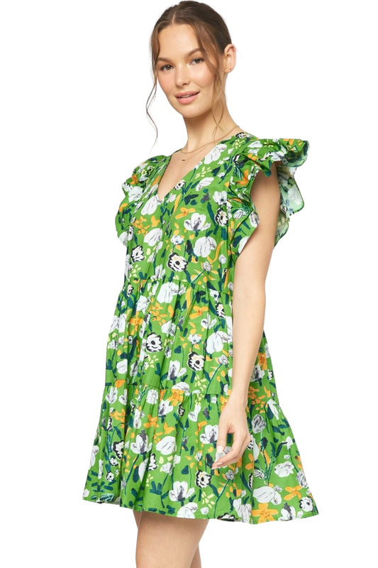 Joy In Everyday Green Floral Dress