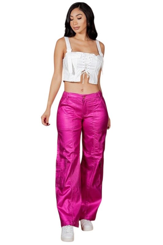 She Is On A Roll Metallic Pink Pant