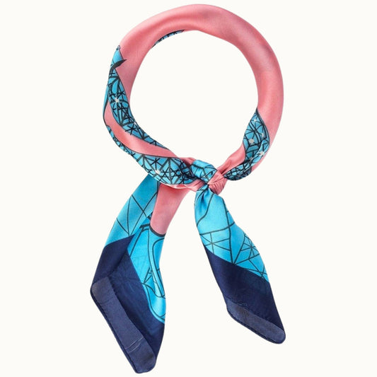 Satin Neckerchief: Sky/Pink