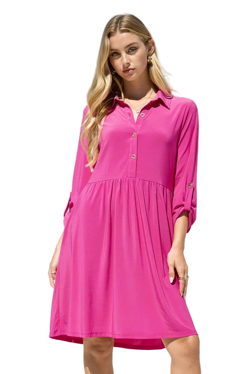 Linda Pink Collared Dress