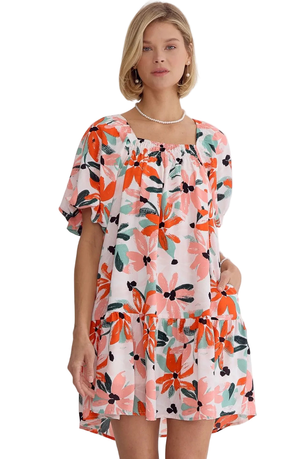 Save My Flowers Orange Mix Dress
