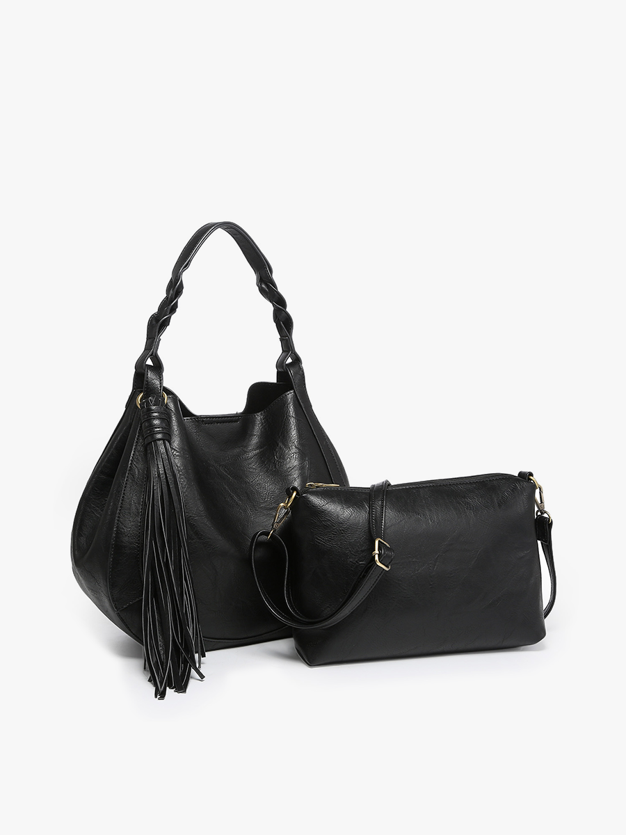 Eloise Tassel Handbag: Black