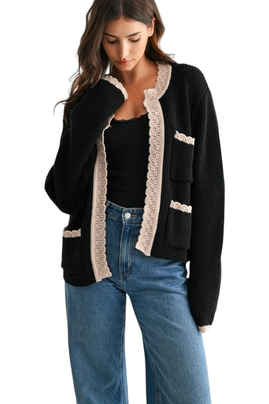 Think On It Black Cardigan