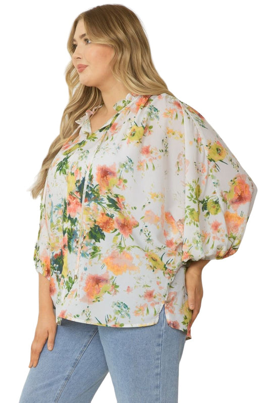 Plus One: She Has It All Floral Top