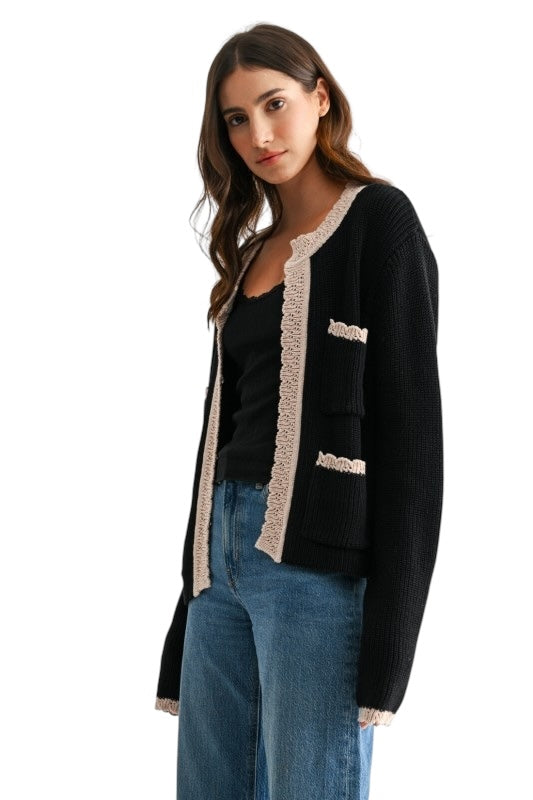 Think On It Black Cardigan
