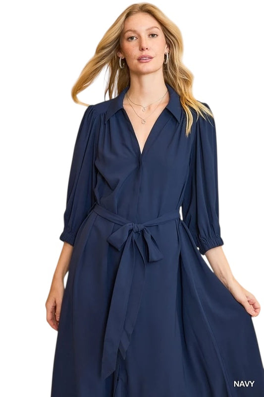 It Just Clicked Navy Midi Dress