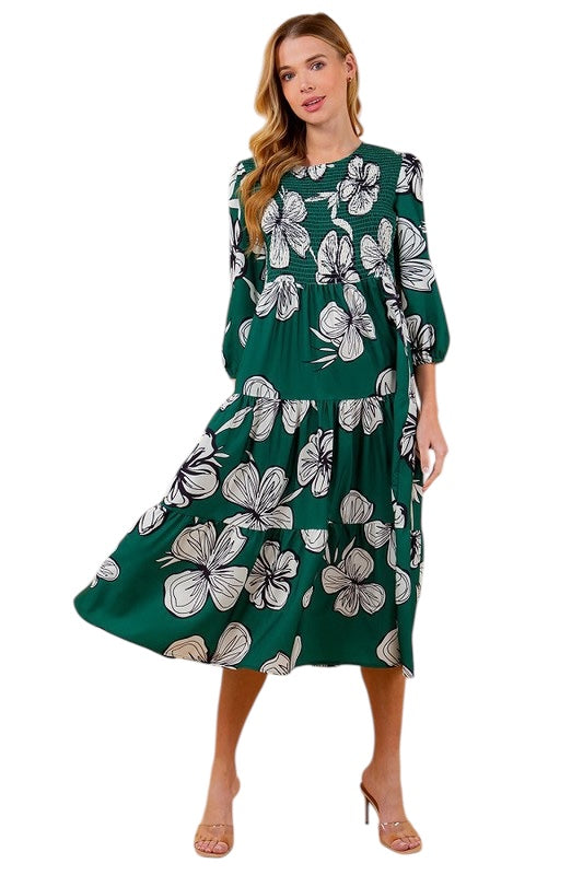 Make It Right Green Printed Dress