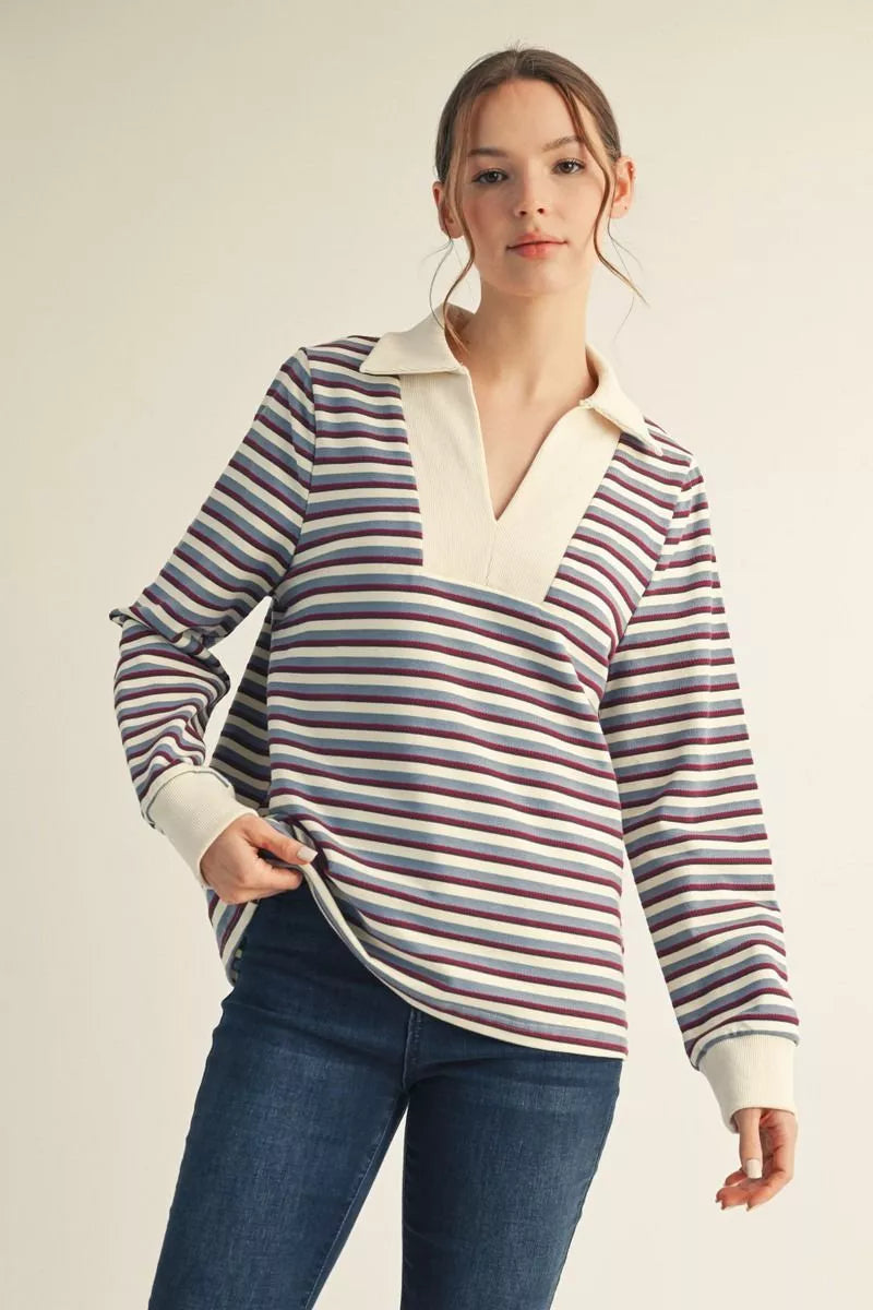 Raisin Denim Contrast Top