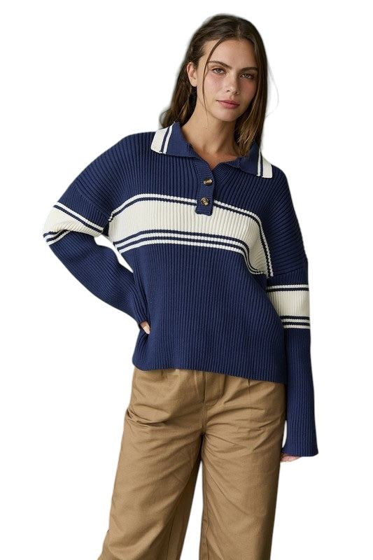 Hidden Reflections Navy Knit Sweater