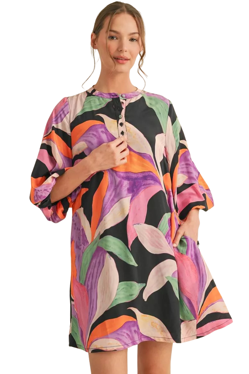 Satin Luxe Printed Mix Dress