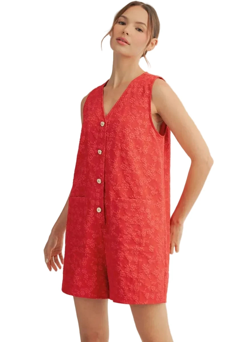 Modern Red Detailed Romper
