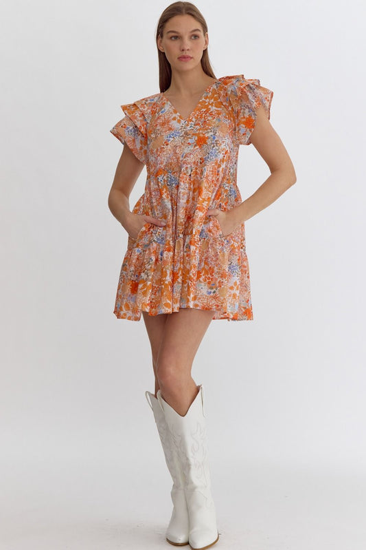 Travel With Me Orange Mix Dress