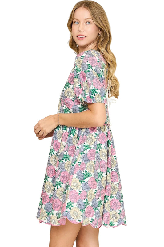 Chic Floral Mix Mini Dress