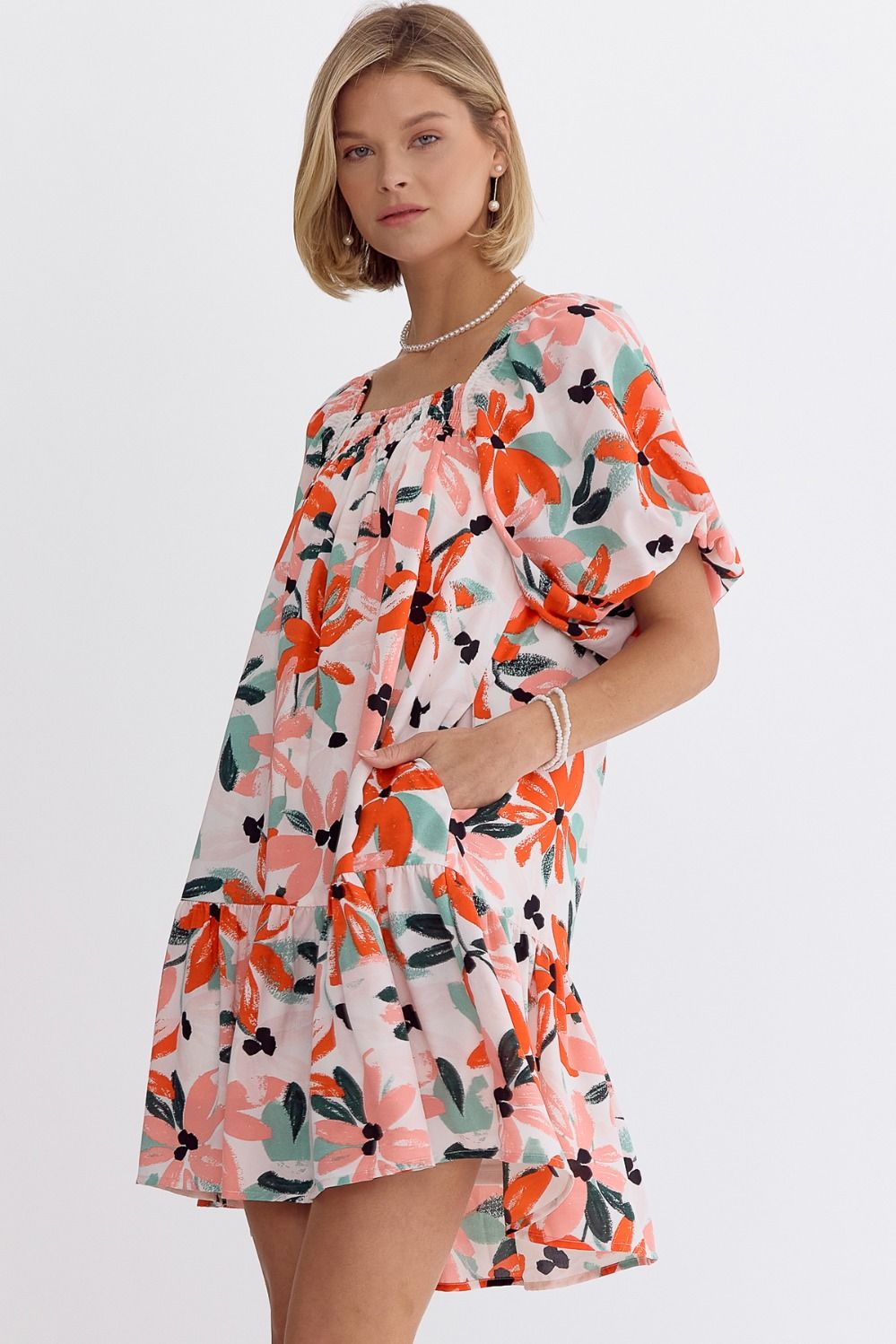 Save My Flowers Orange Mix Dress