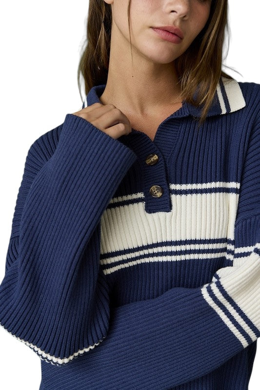 Hidden Reflections Navy Knit Sweater