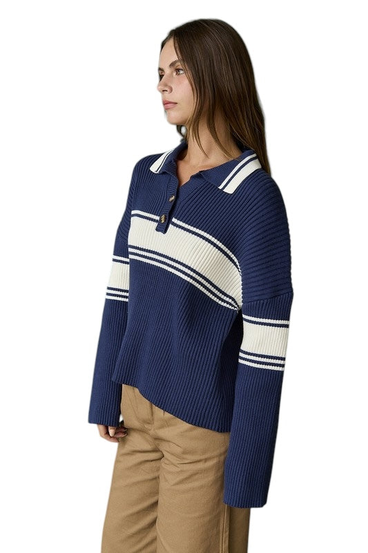 Hidden Reflections Navy Knit Sweater