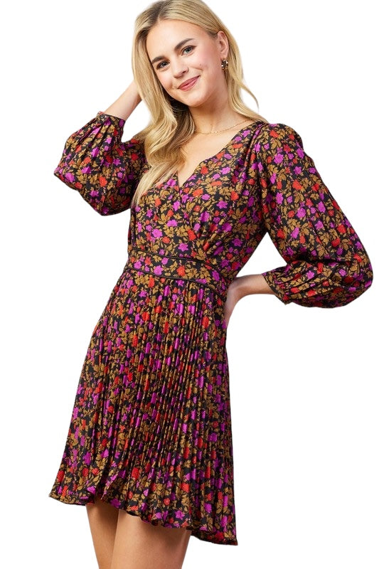 Falling Leaves Magenta Mix Dress