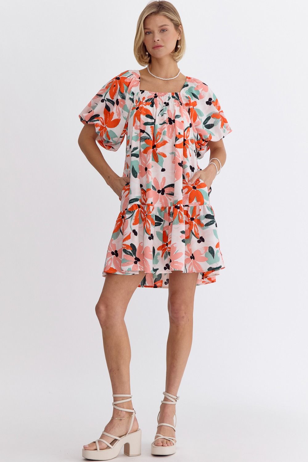 Save My Flowers Orange Mix Dress