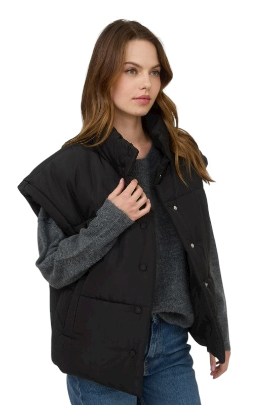 Layered And Polished Puff Vest