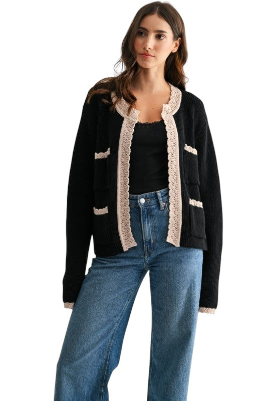 Think On It Black Cardigan