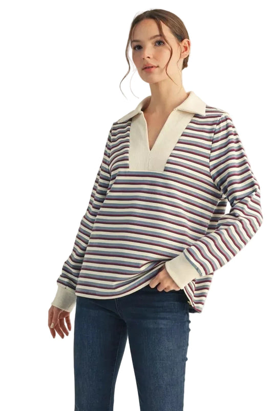 Raisin Denim Contrast Top