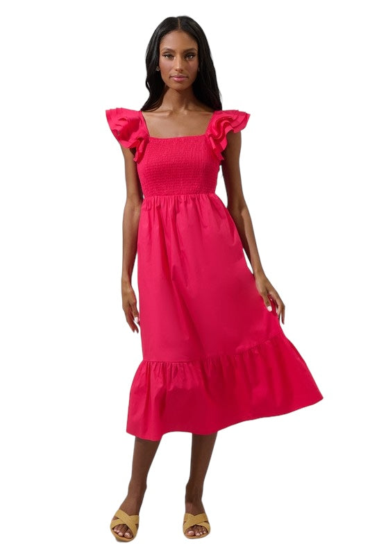 Safe To Say Hot Pink Midi Dress
