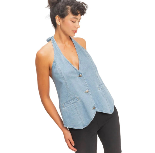 Far Out In Texas Light Denim Top