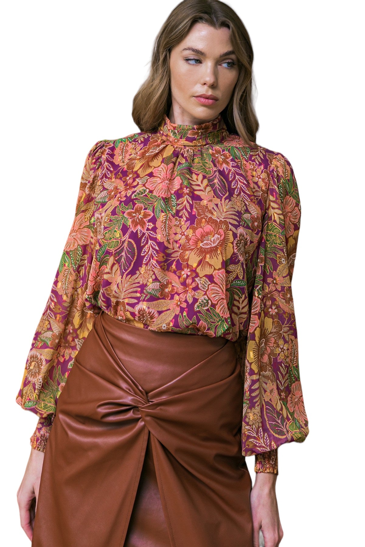 Bring Out The Wine Floral Blouse