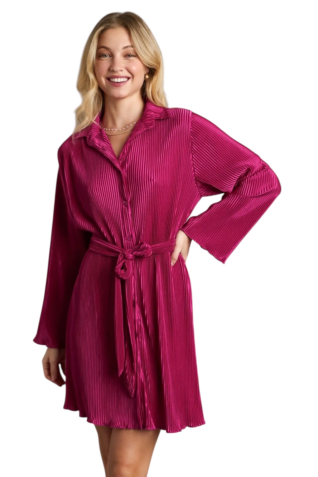 Looking Your Way Magenta Dress