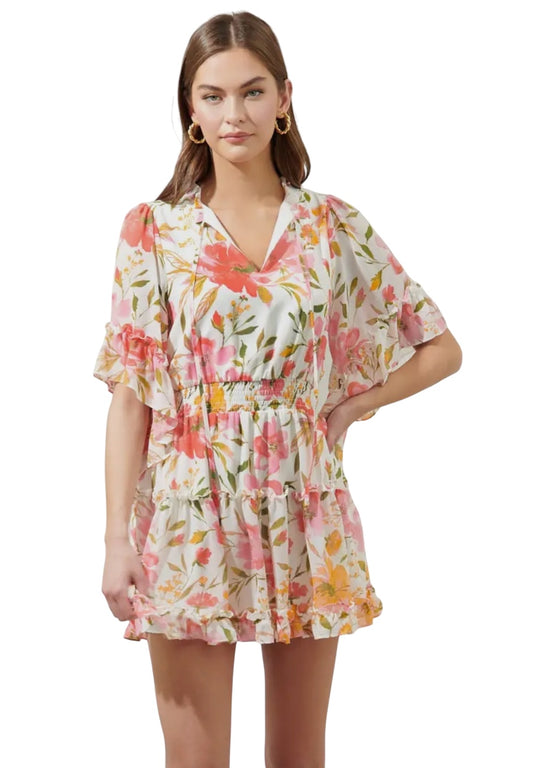 Lively Dreams White Floral Dress
