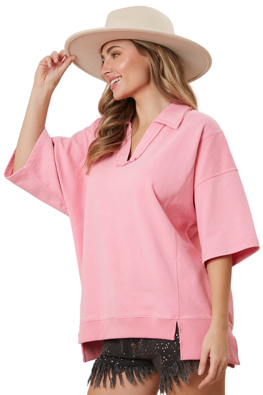 Comfort Zone Pink Terry Top