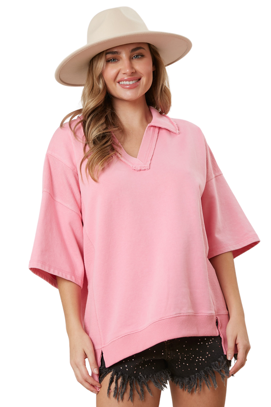 Comfort Zone Pink Terry Top