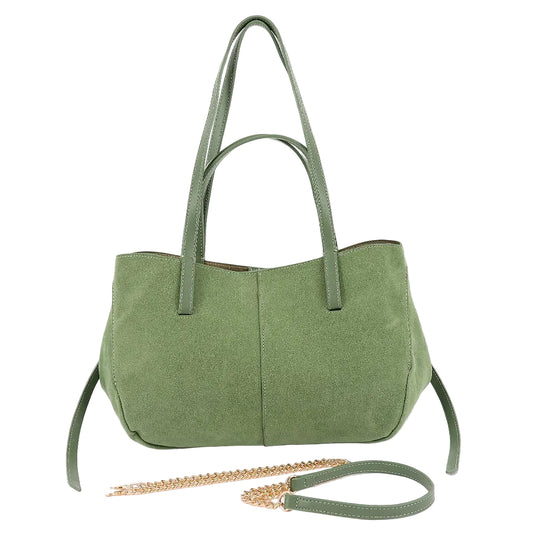 The Mel Suede Tote: Fall Green