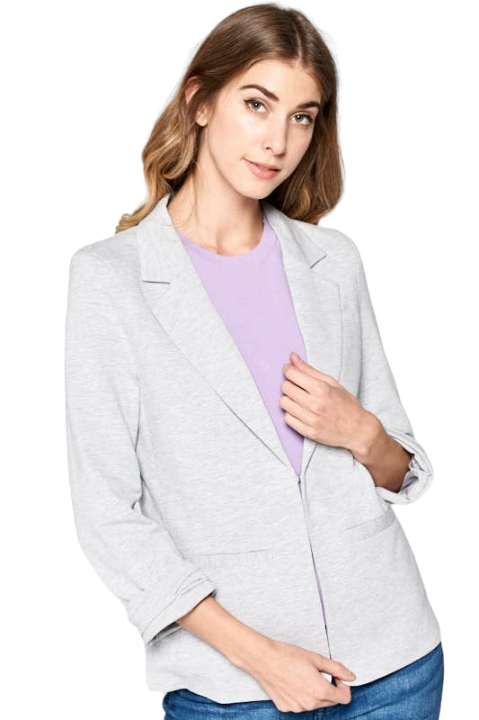 Polished Off Grey Cotton Blazer