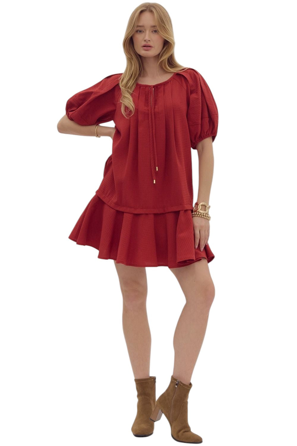Shift in Perspective Brick Dress