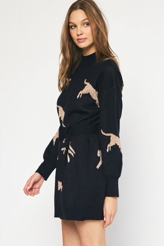 THE RIGHT PLACE AND TIME BLACK SWEATER DRESS